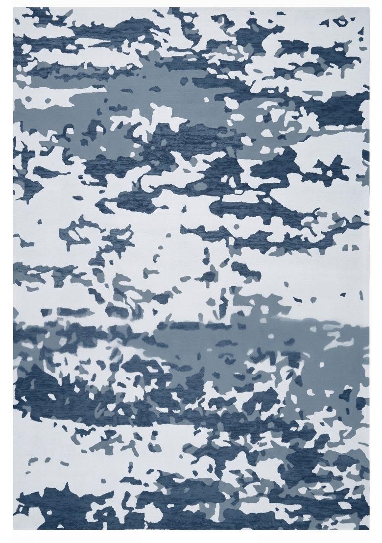 Saffron Rugs Hand Tufted Blue Grey White Marble Contemporary Rectangular Wool Area Rug - Indya