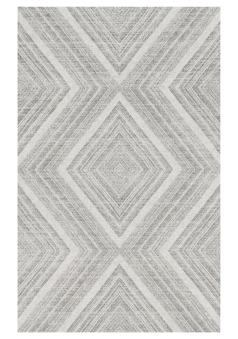Saffron Rugs Hand Tufted Light Grey Geometric Modern Rectangular Wool Area Rug - Indya