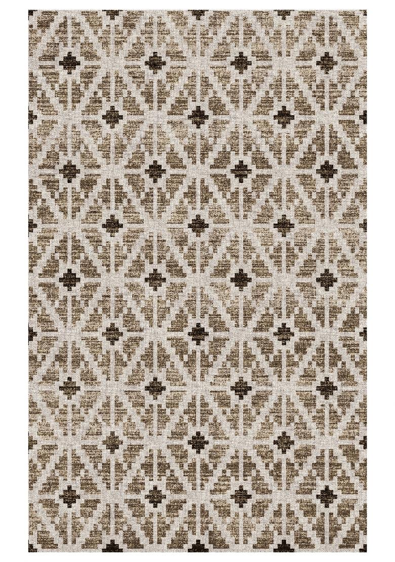 Saffron Rugs Hand Tufted Beige Brown Geometric Bohemian Rectangular Wool Area Rug - Indya