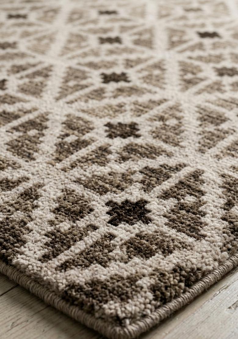 Saffron Rugs Hand Tufted Beige Brown Geometric Bohemian Rectangular Wool Area Rug - Indya