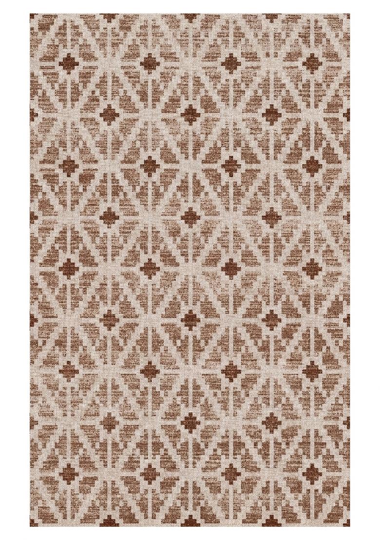 Saffron Rugs Hand Tufted Beige Geometric Bohemian Rectangular Wool Area Rug - Indya