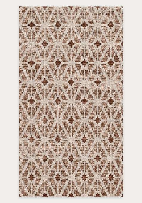Washable Rugs Wool Blend Area Rug | Beige Bohemian Geometric Non Slip Carpet For Living Room