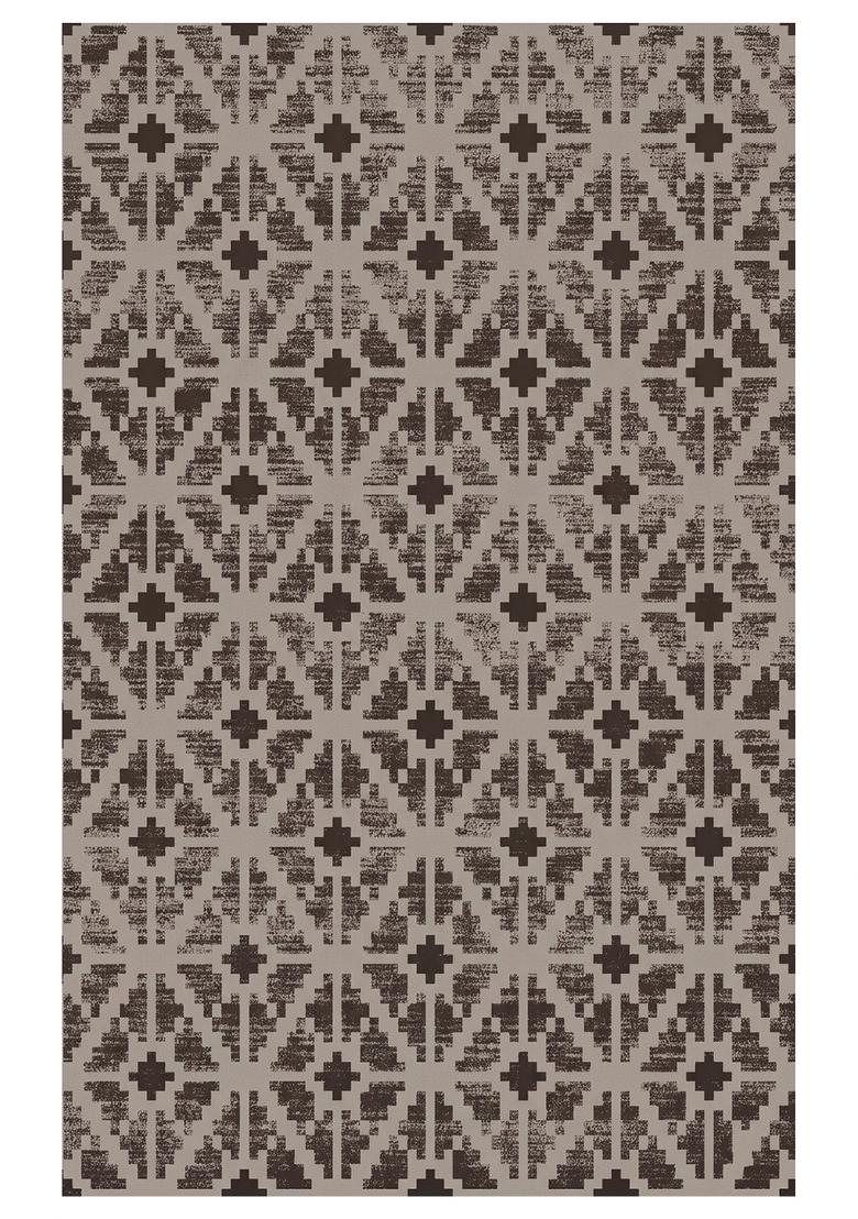 Saffron Rugs Hand Tufted Grey Brown Geometric Bohemian Rectangular Wool Area Rug - Indya
