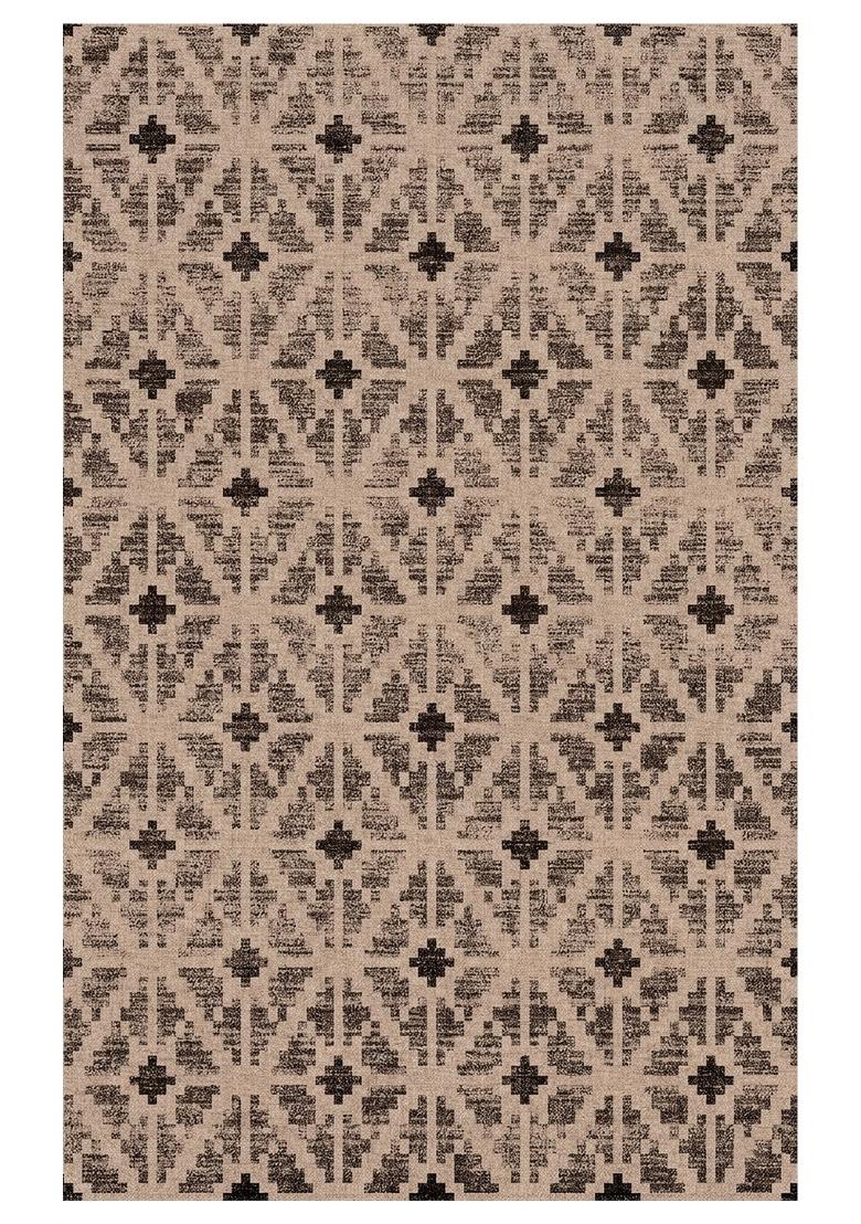 Saffron Rugs Hand Tufted Ivory Geometric Bohemian Rectangular Wool Area Rug - Indya
