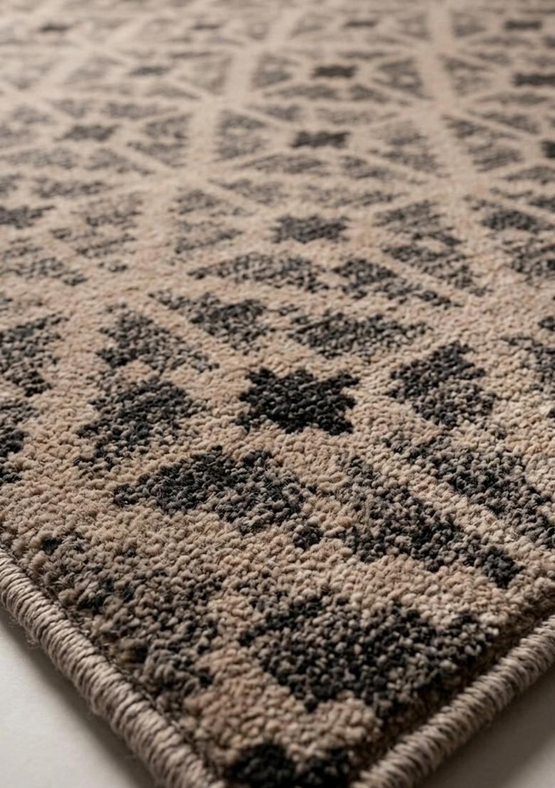 Saffron Rugs Hand Tufted Ivory Geometric Bohemian Rectangular Wool Area Rug - Indya