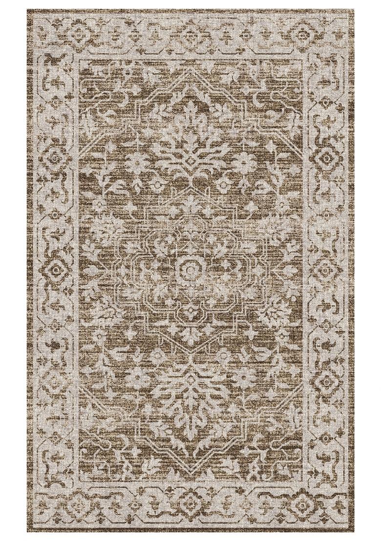 Saffron Rugs Hand Tufted Brown Ivory Floral Oriental Rectangular Wool Area Rug - Indya