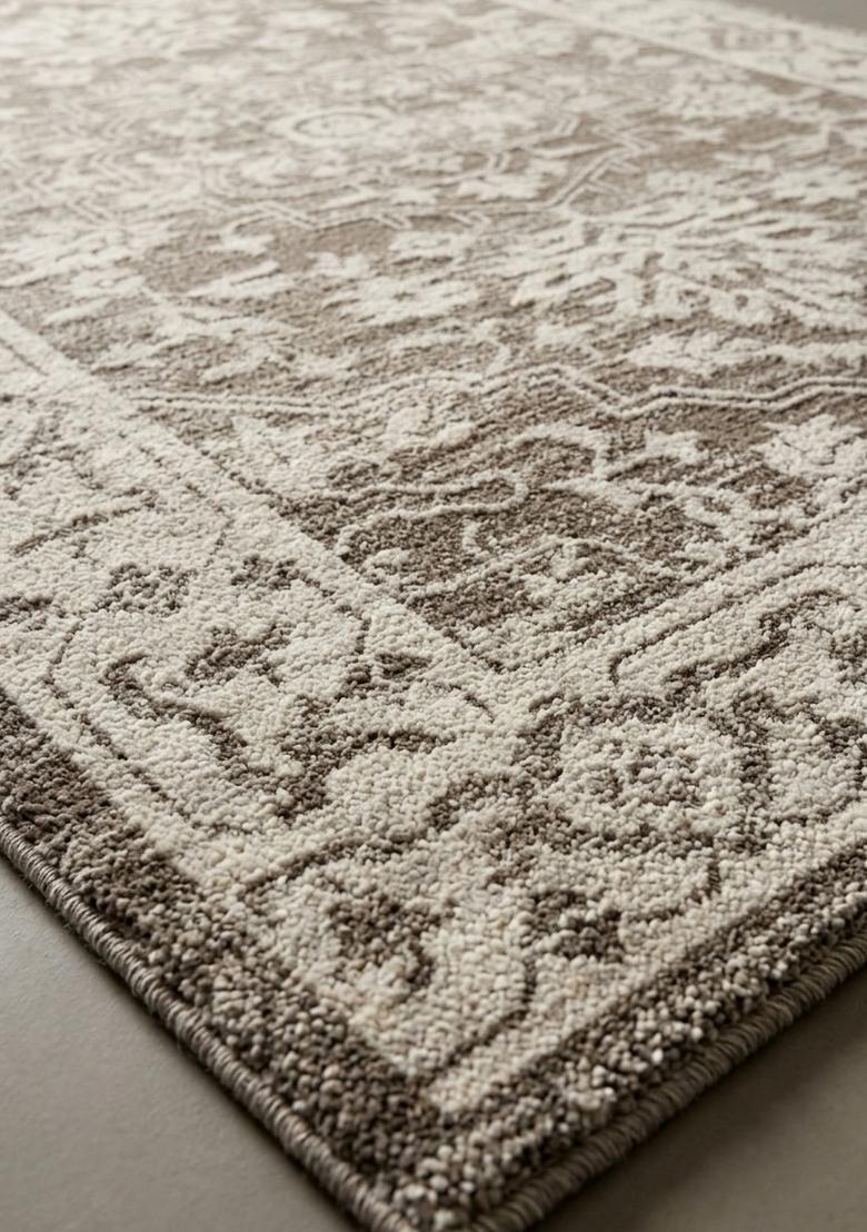 Saffron Rugs Hand Tufted Taupe Grey Floral Oriental Rectangular Wool Area Rug - Indya