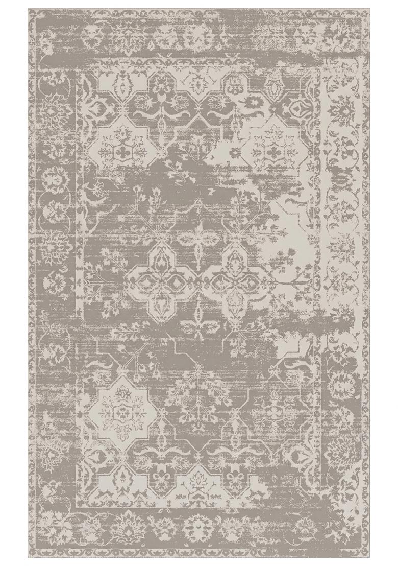 Saffron Rugs Hand Tufted Grey Beige Floral Vintage Rectangular Wool Area Rug - Indya