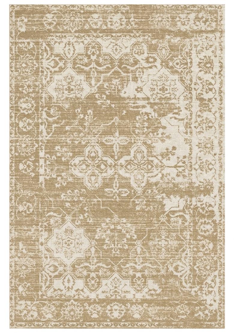 Saffron Rugs Hand Tufted Warm Tan Beige Floral Vintage Rectangular Wool Area Rug - Indya