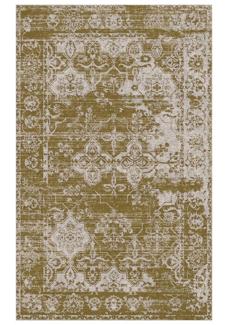 Saffron Rugs Hand Tufted Olive Green Floral Vintage Rectangular Wool Area Rug - Indya