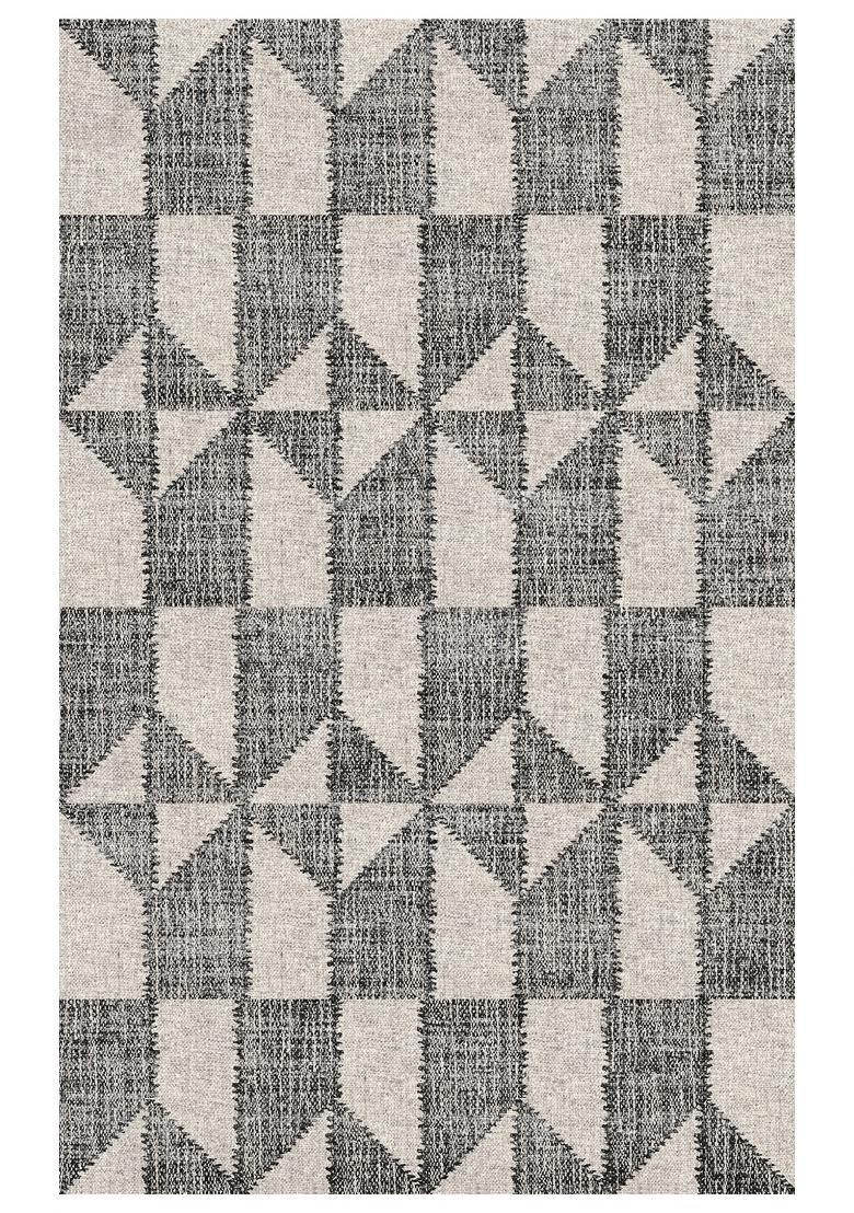 Saffron Rugs Hand Tufted Charcoal Grey Geometric Contemporary Rectangular Wool Area Rug - Indya