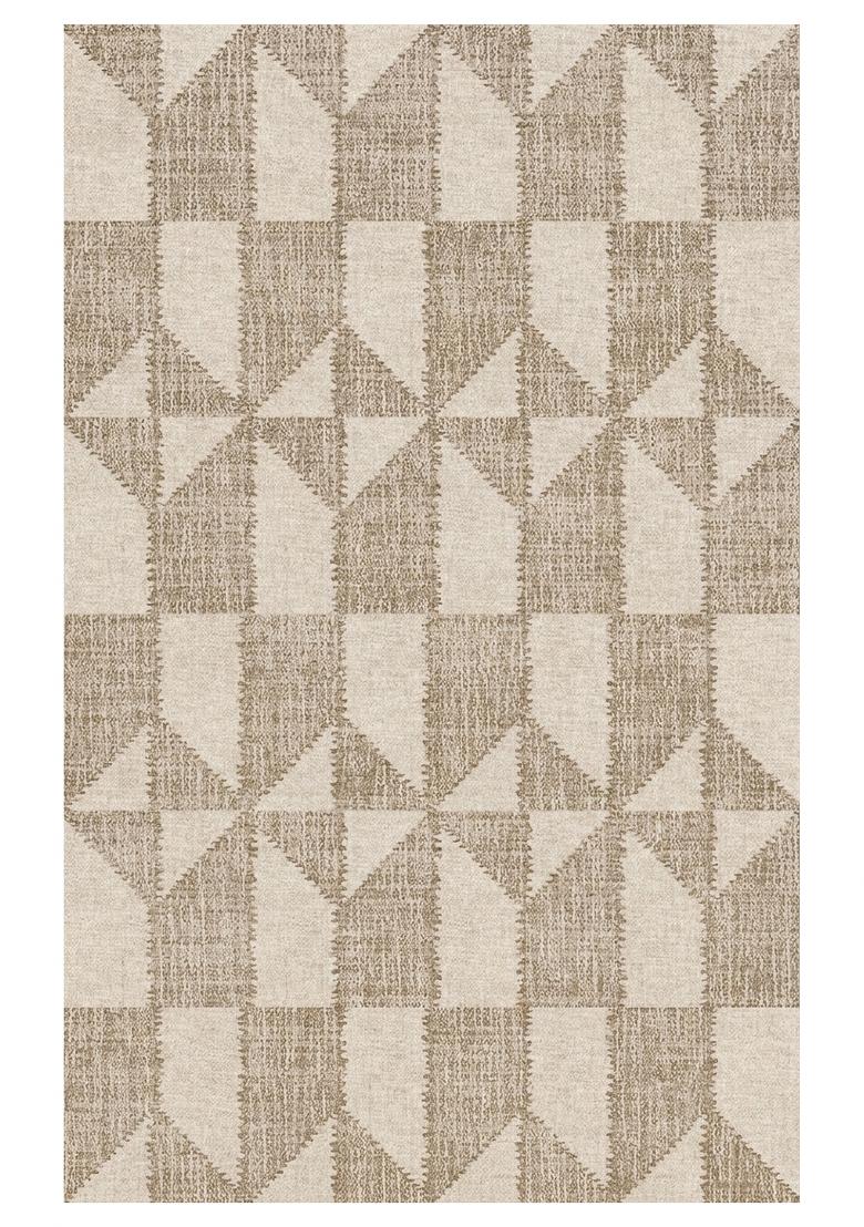 Saffron Rugs Hand Tufted Warm Taupe Beige Geometric Contemporary Rectangular Wool Area Rug - Indya