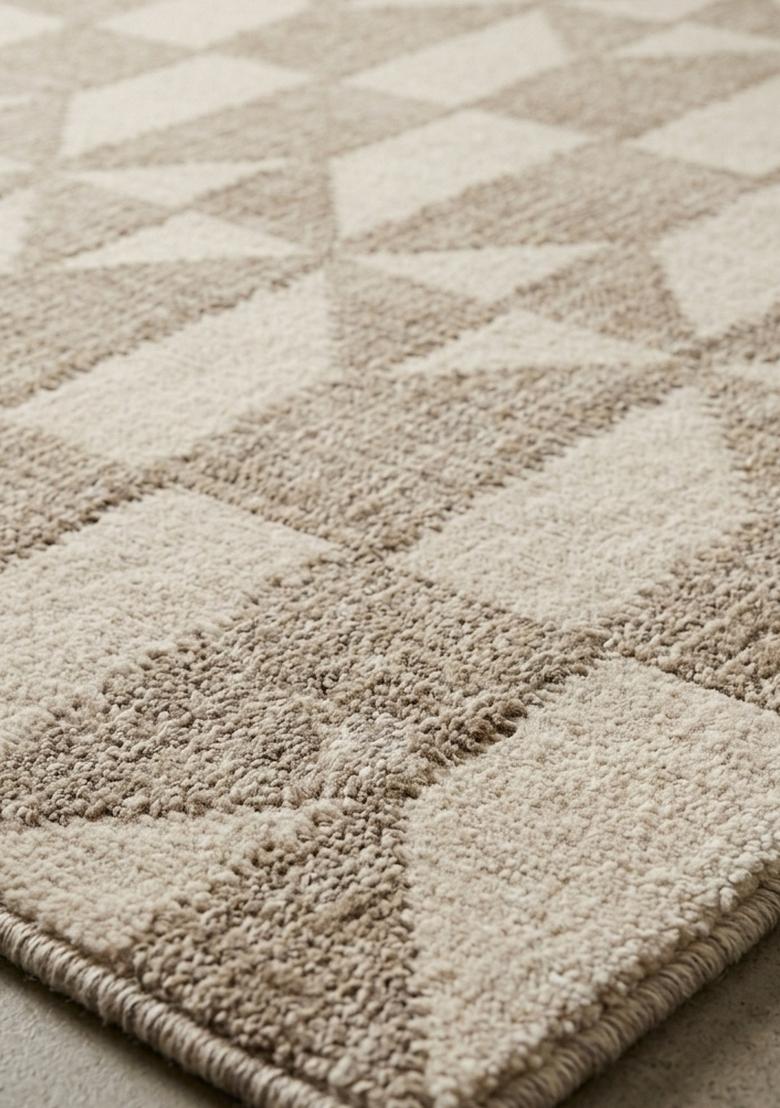Saffron Rugs Hand Tufted Warm Taupe Beige Geometric Contemporary Rectangular Wool Area Rug - Indya