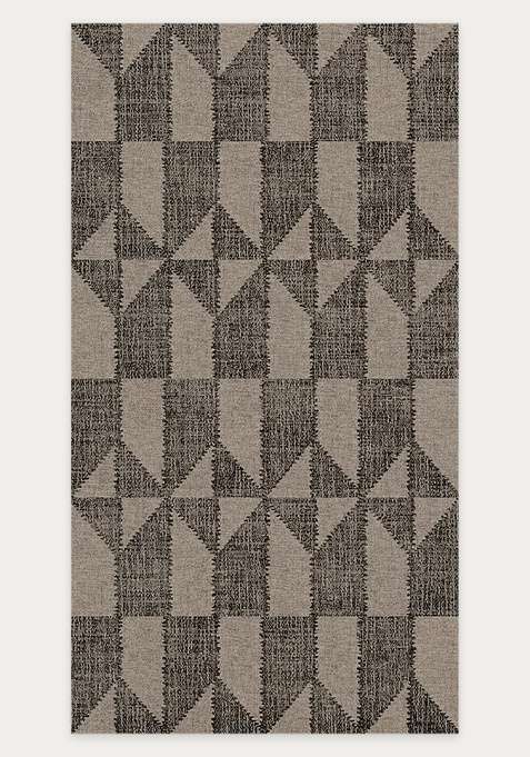 Washable Rugs Wool Blend Area Rug | Grey Contemporary Geometric Non Slip Carpet For Living Room