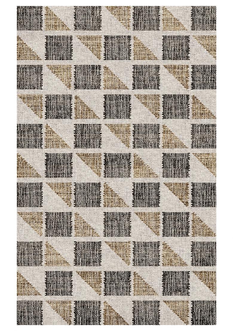 Saffron Rugs Hand Tufted Beige Gold Grey Geometric Contemporary Rectangular Wool Area Rug - Indya