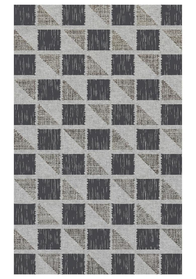Saffron Rugs Hand Tufted Charcoal Grey Geometric Contemporary Rectangular Wool Area Rug - Indya