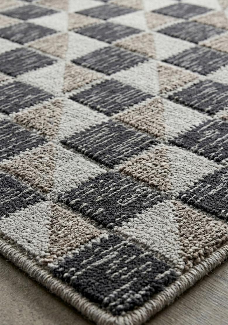 Saffron Rugs Hand Tufted Charcoal Grey Geometric Contemporary Rectangular Wool Area Rug - Indya