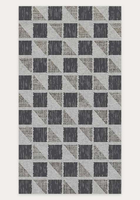 Washable Rugs Wool Blend Area Rug | Charcoal Grey Contemporary Geometric Non Slip Carpet For Living Room