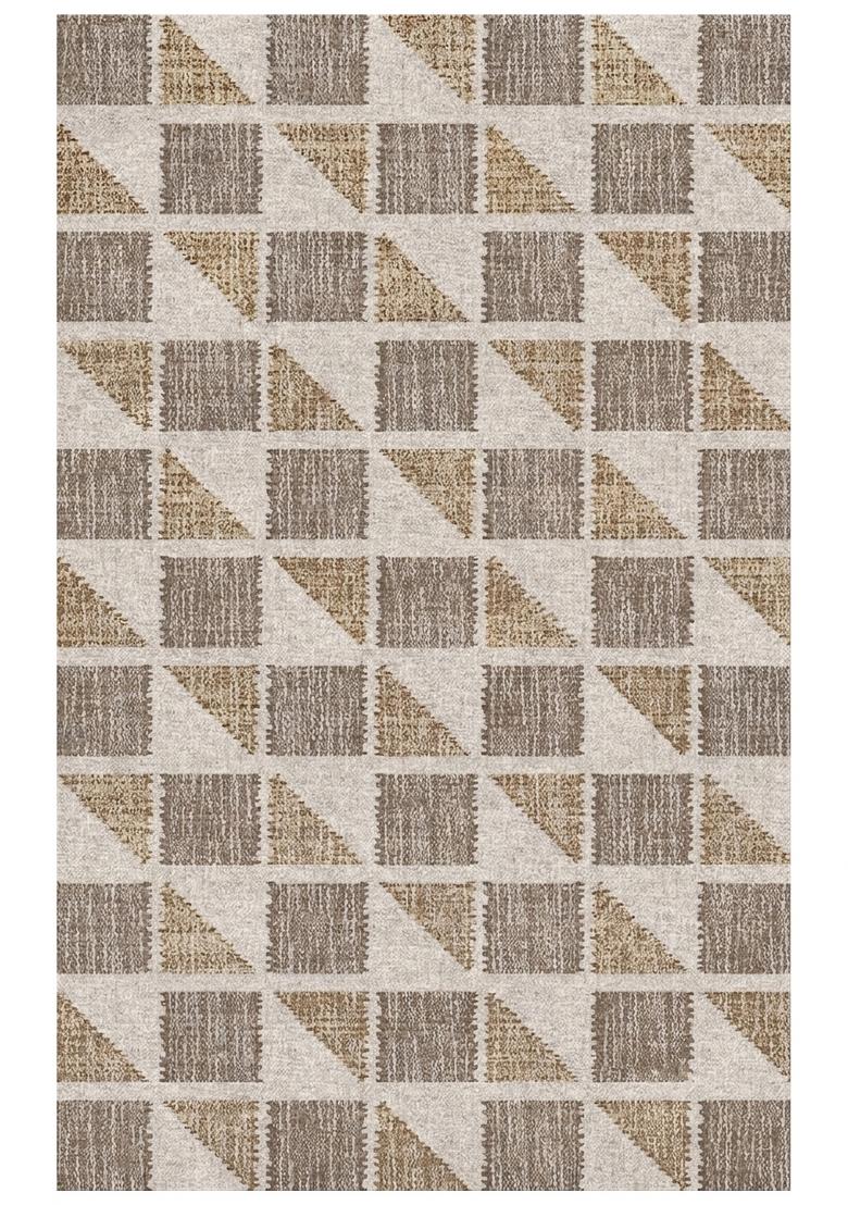 Saffron Rugs Hand Tufted Beige Grey Brown Geometric Contemporary Rectangular Wool Area Rug - Indya