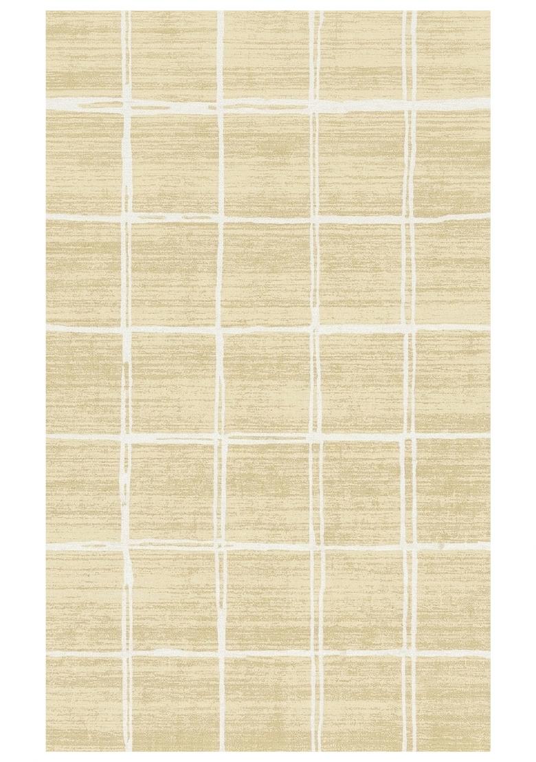 Saffron Rugs Hand Tufted Sandy Beige Checkered Transitional Rectangular Wool Area Rug - Indya