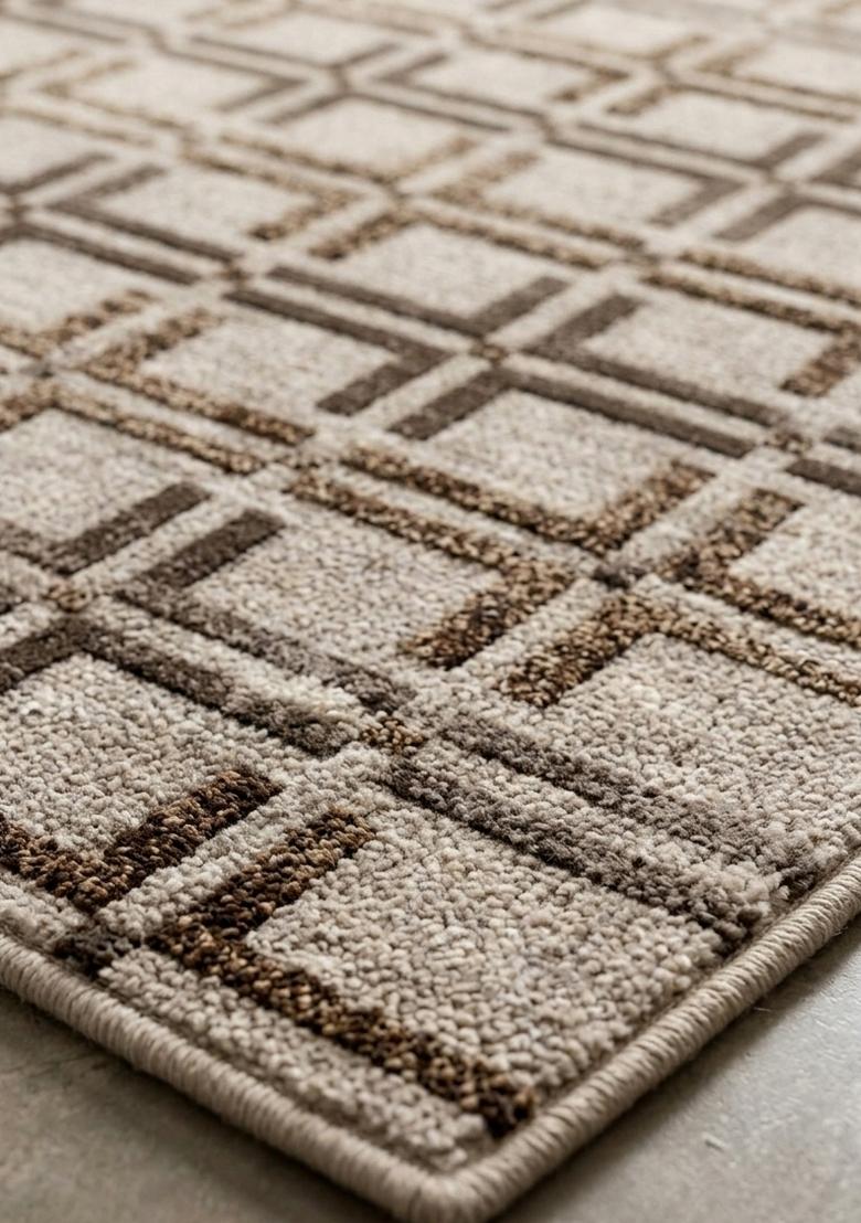 Saffron Rugs Hand Tufted Beige Brown Trellis Transitional Rectangular Wool Area Rug - Indya