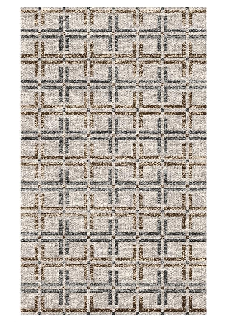 Saffron Rugs Hand Tufted Beige Grey Gold Trellis Transitional Rectangular Wool Area Rug - Indya