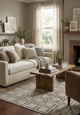 Saffron Rugs Hand Tufted Brown Trellis Transitional Rectangular Wool Area Rug