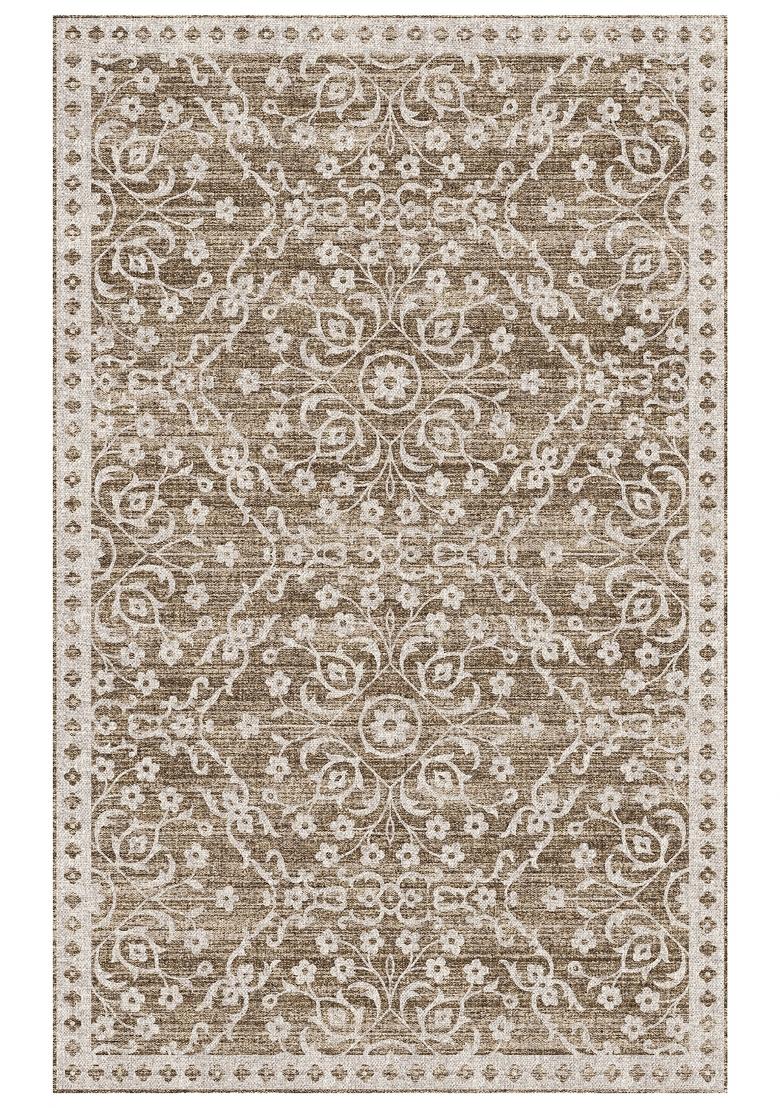 Saffron Rugs Hand Tufted Taupe Brown Floral Transitional Rectangular Wool Area Rug - Indya