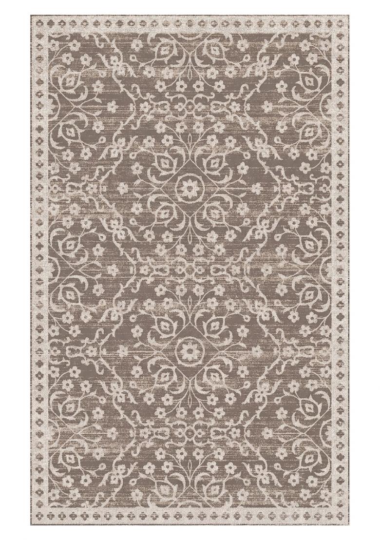 Saffron Rugs Hand Tufted Light Taupe Floral Transitional Rectangular Wool Area Rug - Indya