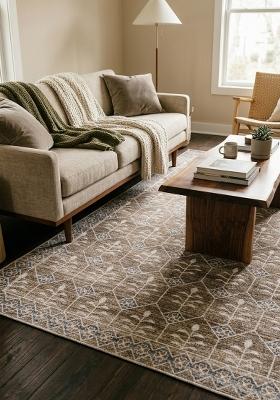 Saffron Rugs Hand Tufted Brown Taupe Trellis Transitional Rectangular Wool Area Rug