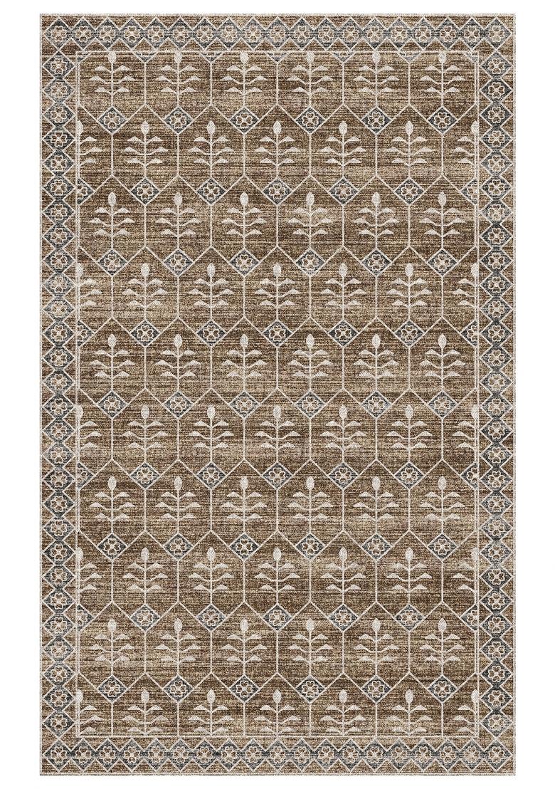 Saffron Rugs Hand Tufted Brown Taupe Trellis Transitional Rectangular Wool Area Rug - Indya