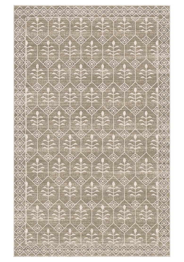 Saffron Rugs Hand Tufted Warm Taupe Trellis Transitional Rectangular Wool Area Rug - Indya