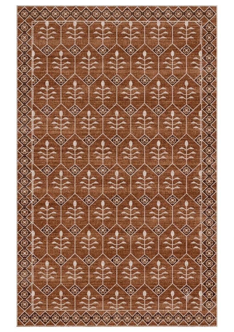 Saffron Rugs Hand Tufted Rust Terracotta Trellis Transitional Rectangular Wool Area Rug - Indya