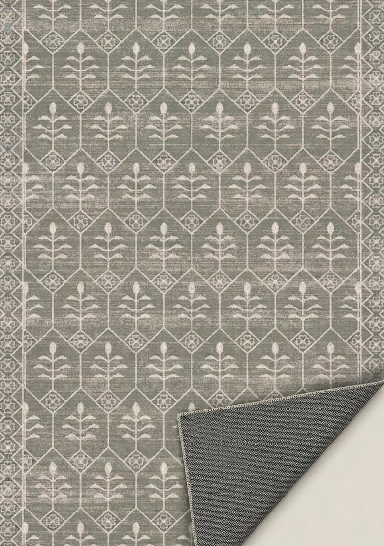 Saffron Rugs Hand Tufted Sage Green Trellis Transitional Rectangular Wool Area Rug - Indya