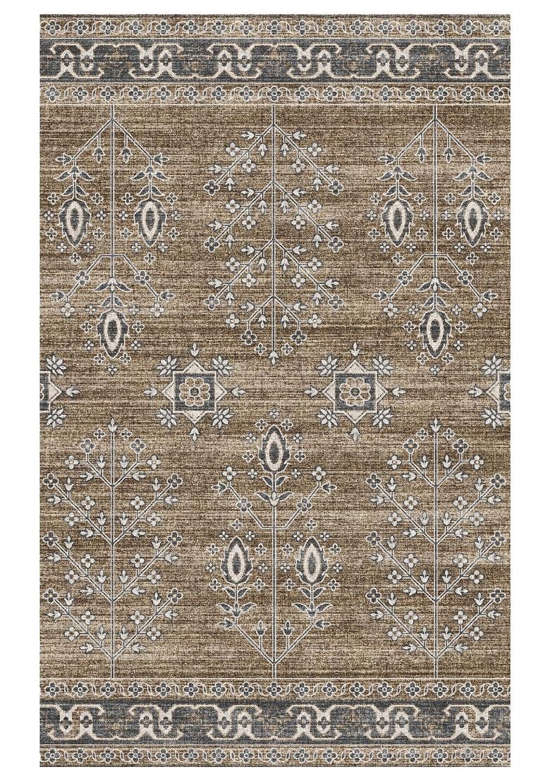 Saffron Rugs Hand Tufted Camel Brown Geometric Classic Rectangular Wool Area Rug - Indya