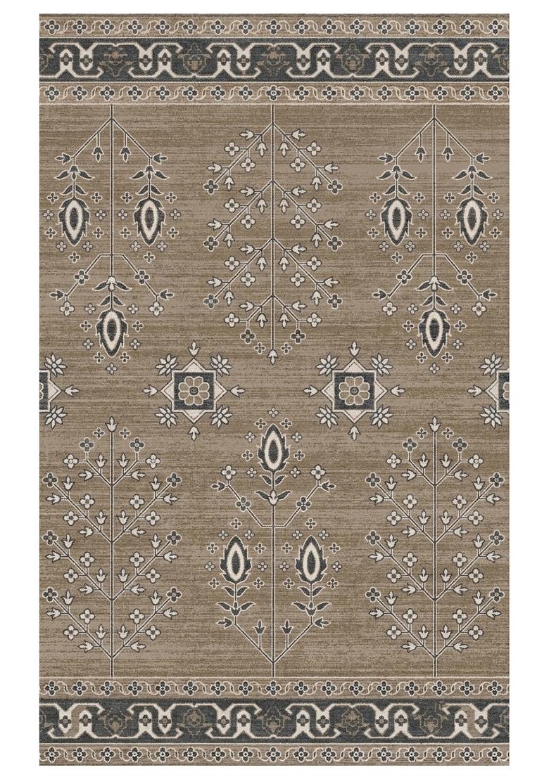 Saffron Rugs Hand Tufted Warm Taupe Geometric Classic Rectangular Wool Area Rug - Indya