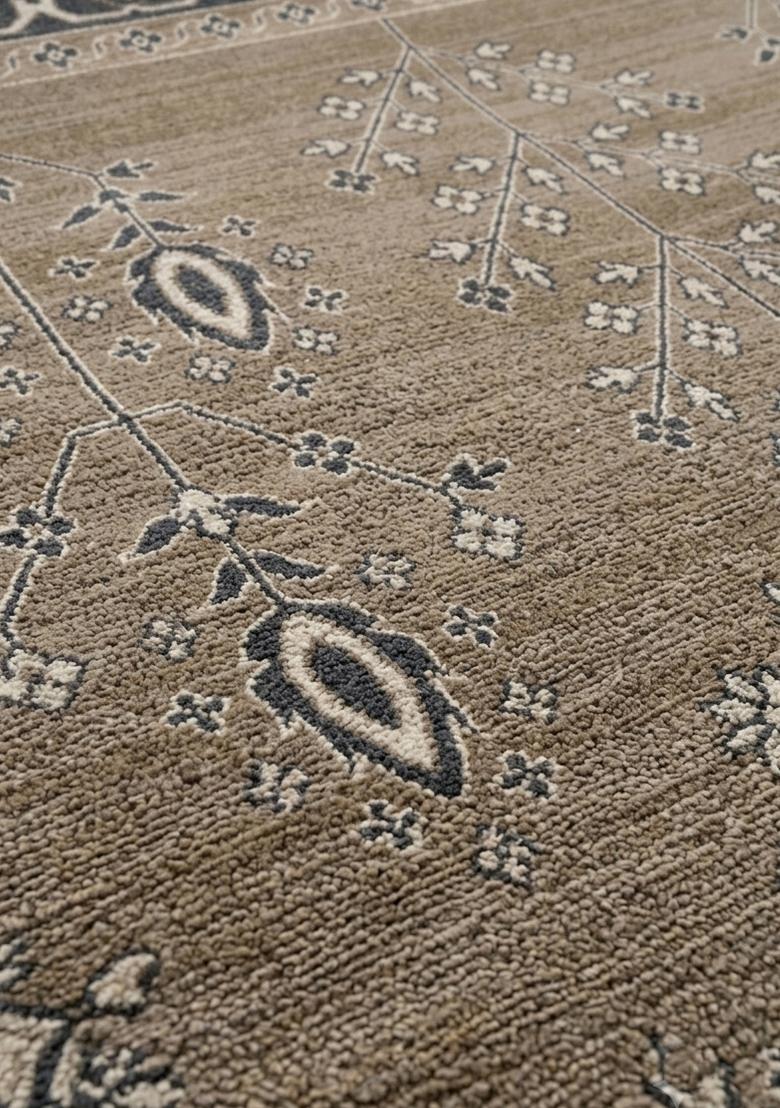 Saffron Rugs Hand Tufted Warm Taupe Geometric Classic Rectangular Wool Area Rug - Indya