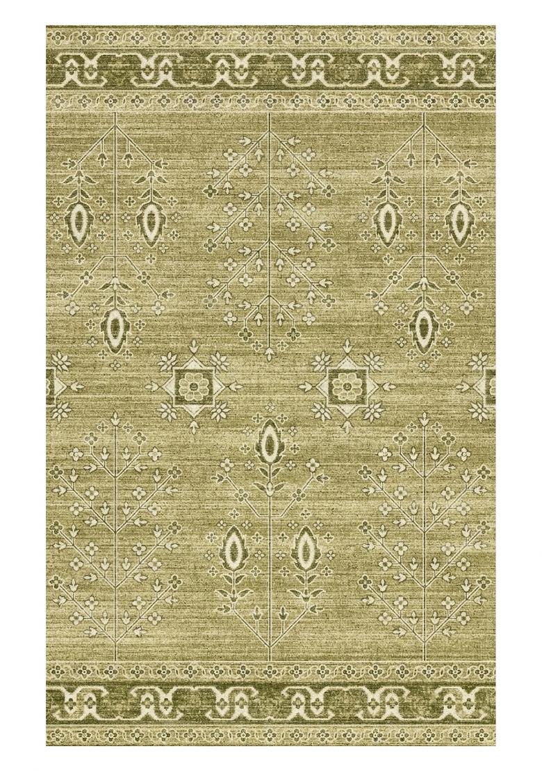 Saffron Rugs Hand Tufted Sage Green Geometric Classic Rectangular Wool Area Rug - Indya
