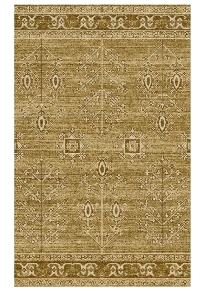 Saffron Rugs Hand Tufted Golden Olive Geometric Classic Rectangular Wool Area Rug - Indya