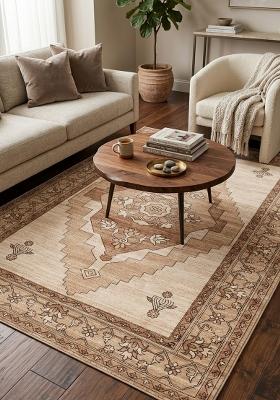 Saffron Rugs Hand Tufted Beige Geometric Oriental Rectangular Wool Area Rug