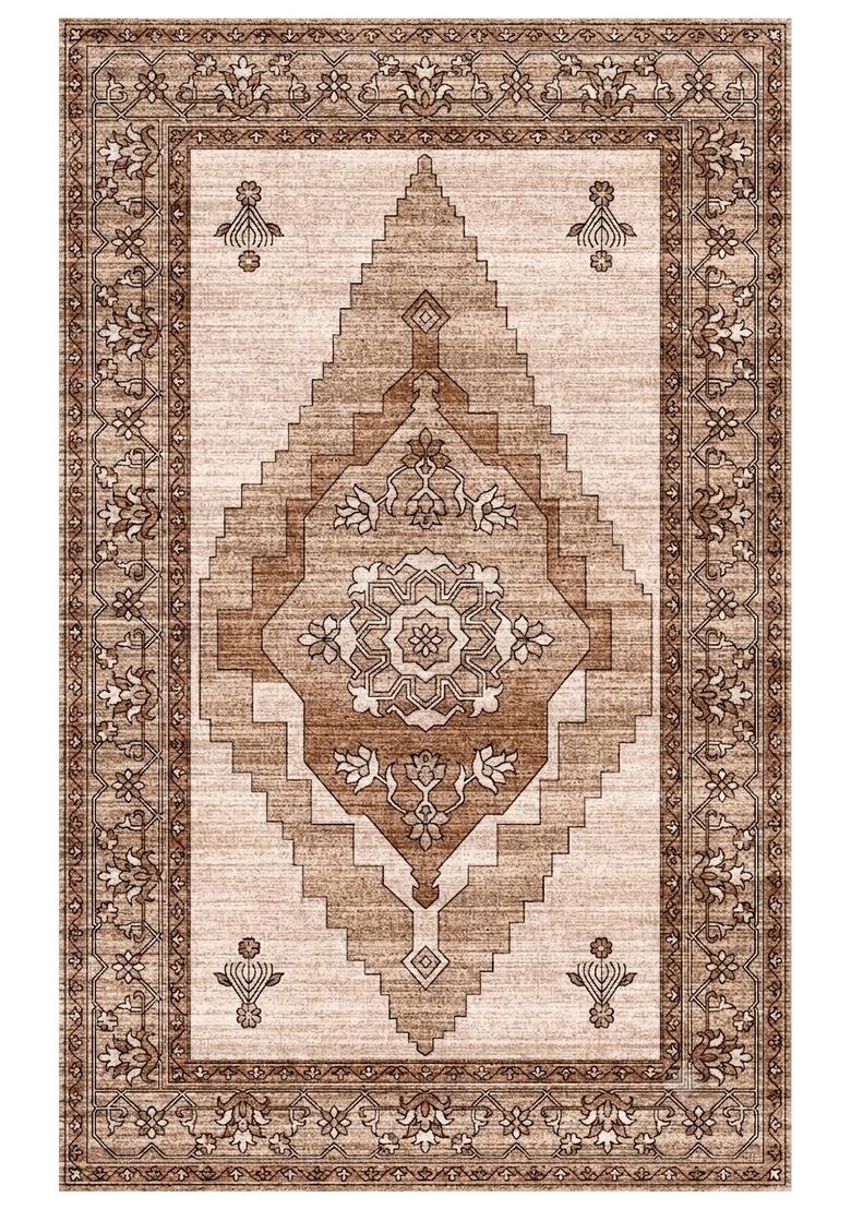 Saffron Rugs Hand Tufted Warm Beige Brown Geometric Oriental Rectangular Wool Area Rug - Indya