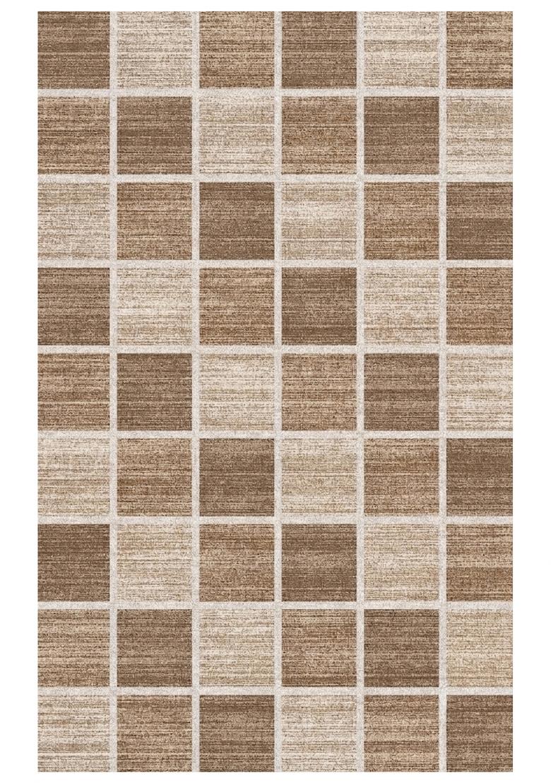 Saffron Rugs Hand Tufted Brown Beige Checkered Contemporary Rectangular Wool Area Rug - Indya