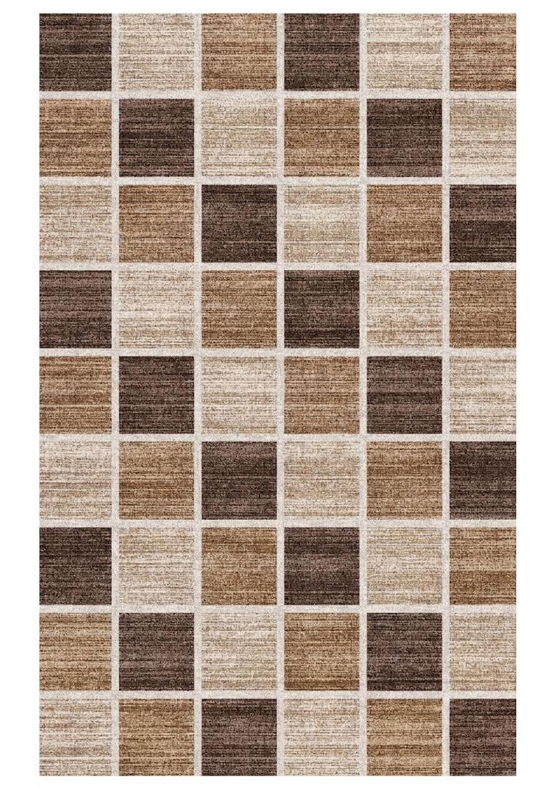 Saffron Rugs Hand Tufted Beige Checkered Contemporary Rectangular Wool Area Rug - Indya