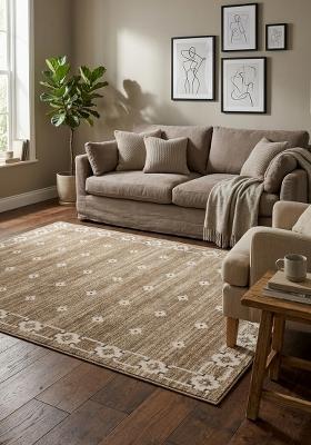 Saffron Rugs Hand Tufted Taupe Brown Geometric Bohemian Rectangular Wool Area Rug