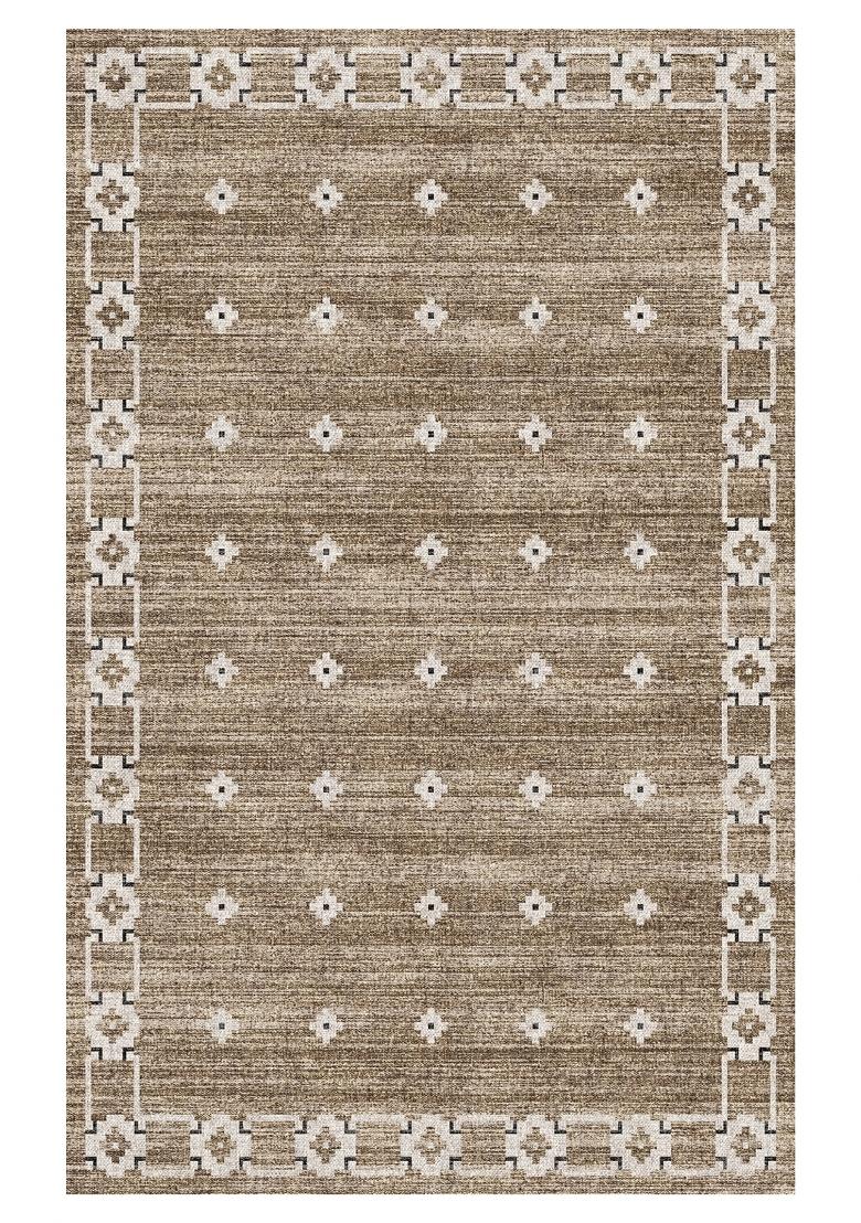 Saffron Rugs Hand Tufted Taupe Brown Geometric Bohemian Rectangular Wool Area Rug - Indya