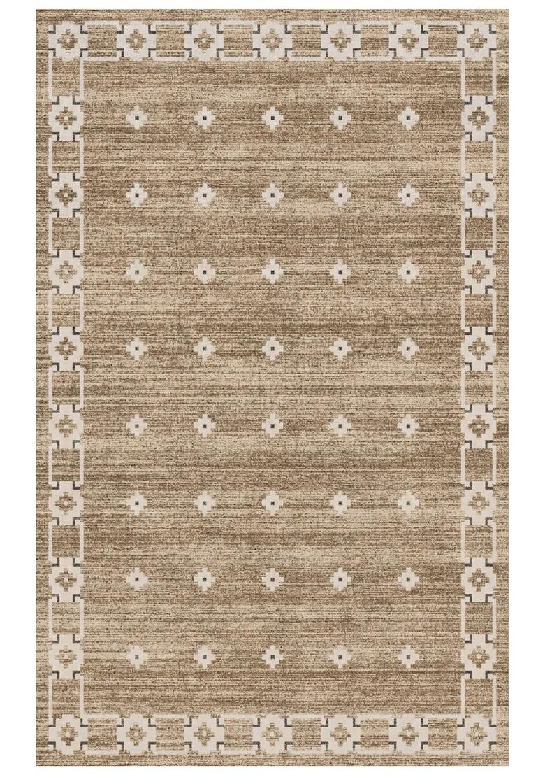 Saffron Rugs Hand Tufted Warm Tan Brown Geometric Bohemian Rectangular Wool Area Rug - Indya