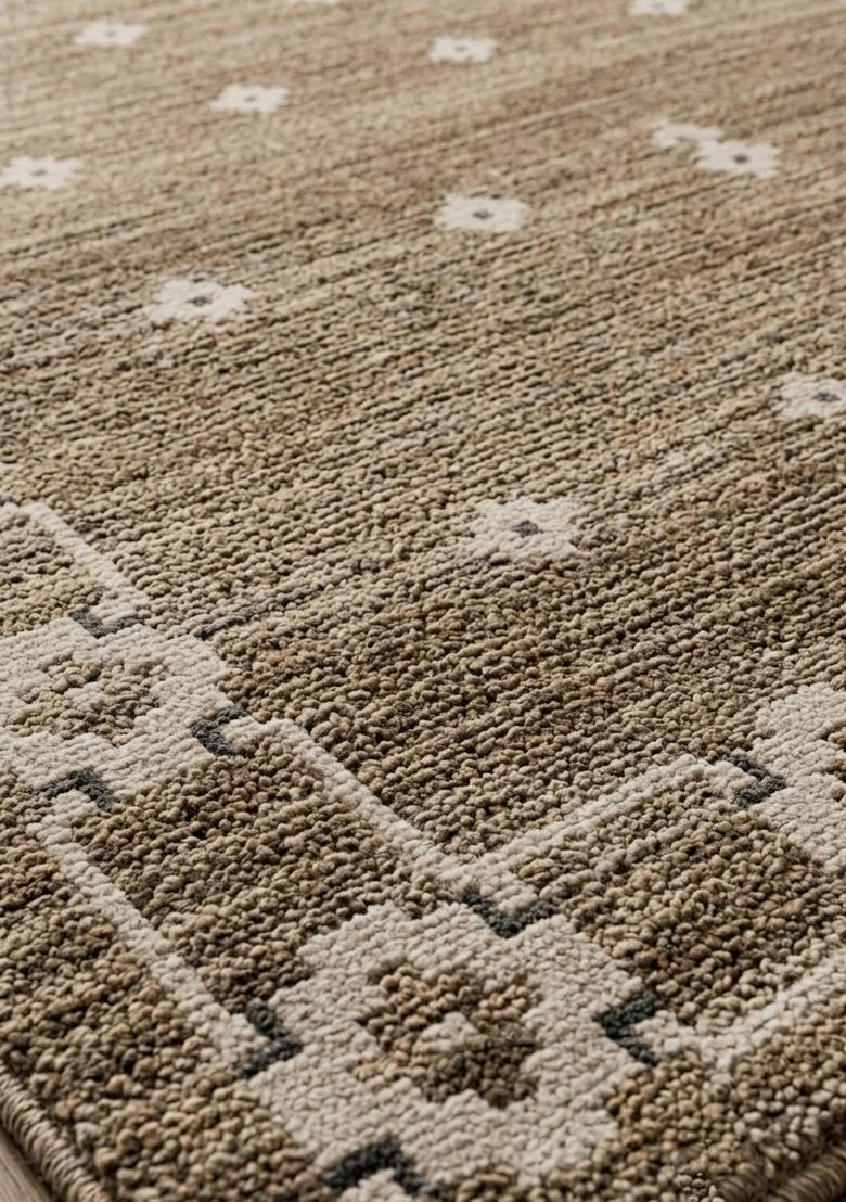 Saffron Rugs Hand Tufted Warm Tan Brown Geometric Bohemian Rectangular Wool Area Rug - Indya