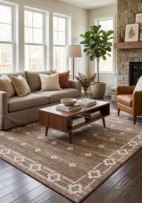Saffron Rugs Hand Tufted Brown Geometric Bohemian Rectangular Wool Area Rug