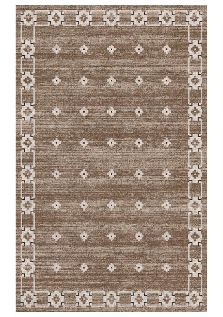 Saffron Rugs Hand Tufted Brown Geometric Bohemian Rectangular Wool Area Rug - Indya