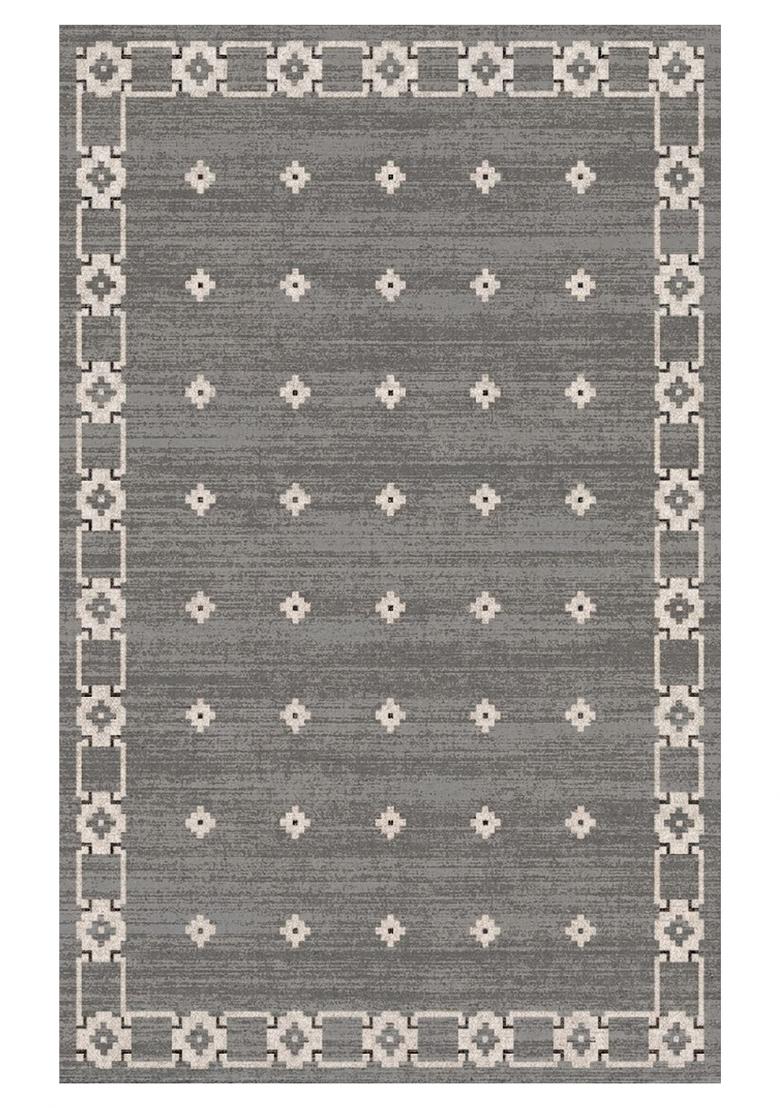 Saffron Rugs Hand Tufted Grey Geometric Bohemian Rectangular Wool Area Rug - Indya